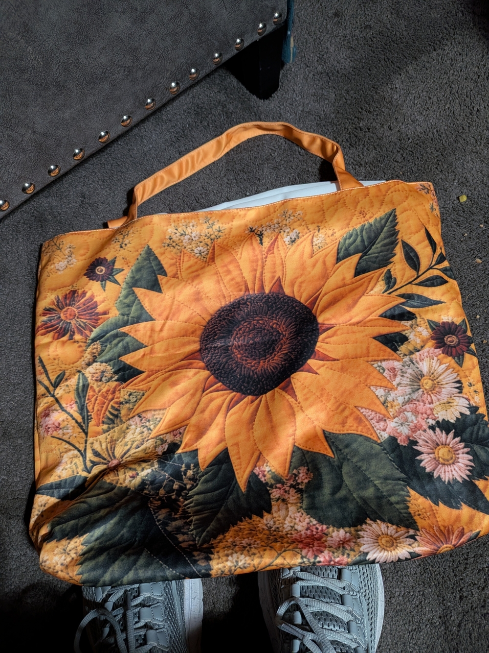 Sunflower Quilted Tote Bag in Orange